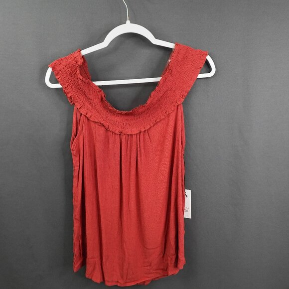 Womens Babydoll Top Large Terracotta Orange Coastal Cool Cottagecore NEW - Picture 1 of 13